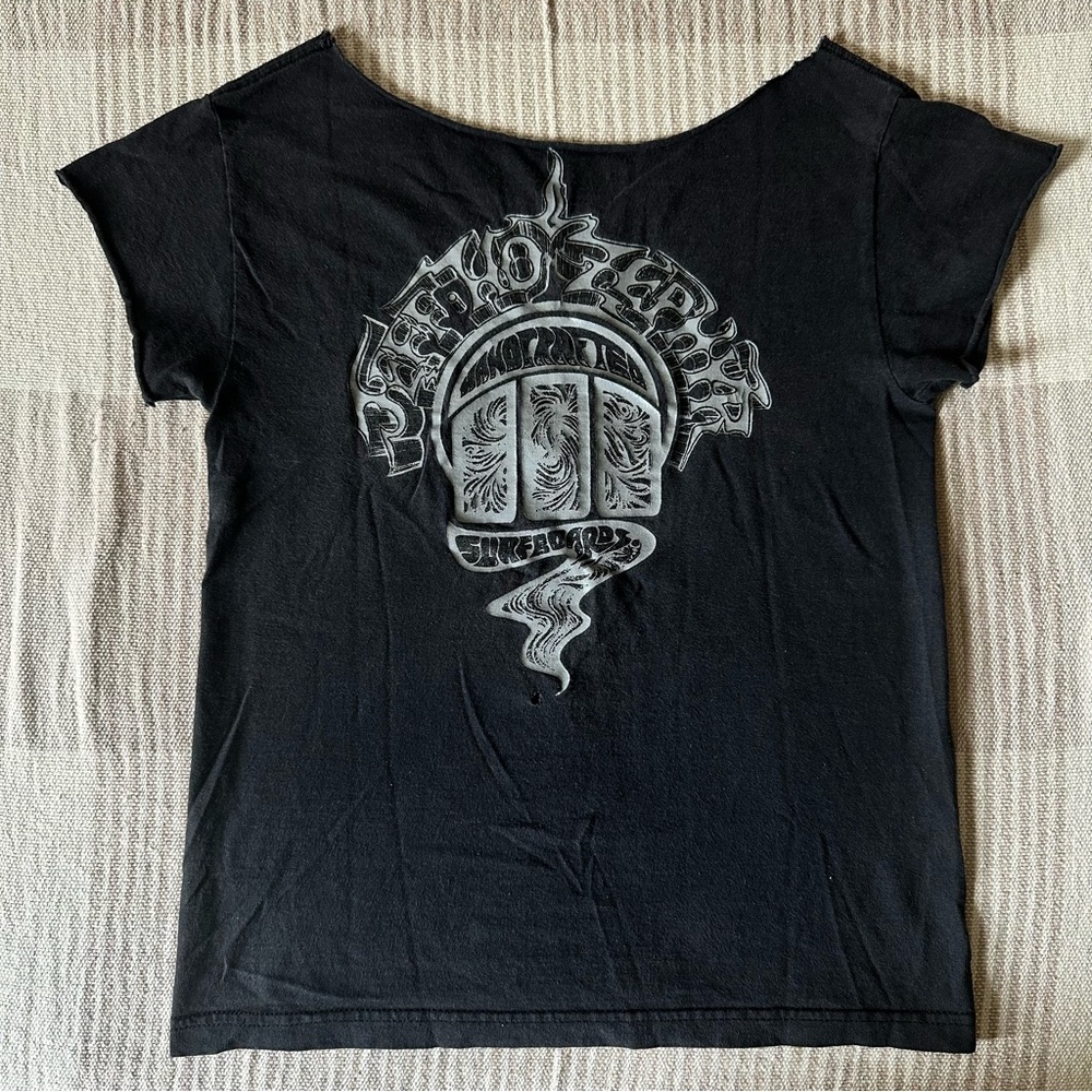 Jeff Ho Zephyr Surfboards Vintage Tee Shirt faded Black w/ Silver graphics S/M